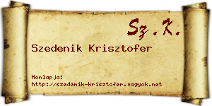 Szedenik Krisztofer névjegykártya